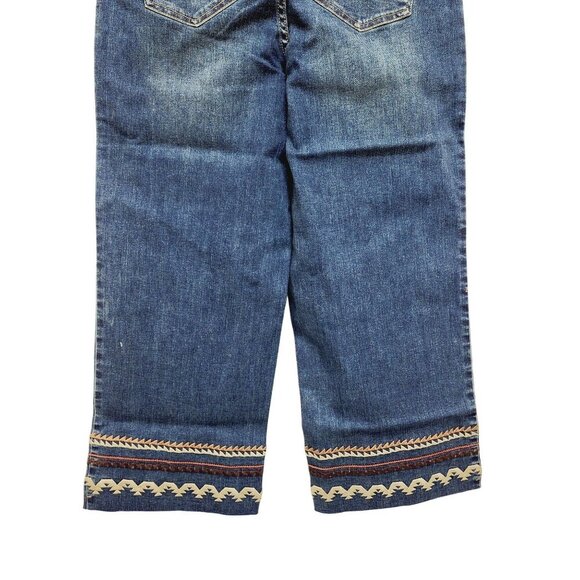 Guy Giuliana Embroidered cropped Ankle Leg Jeans Size 4 Dark Blue - Picture 13 of 15